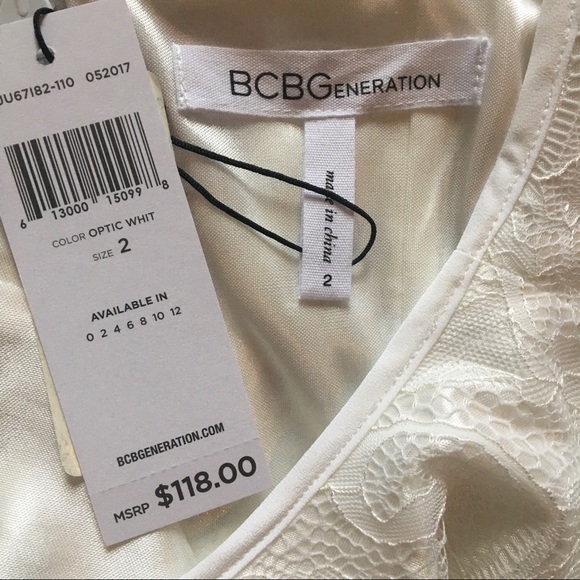NWT BCBG white mixed lace fit and flare dress - Picture 4 of 6